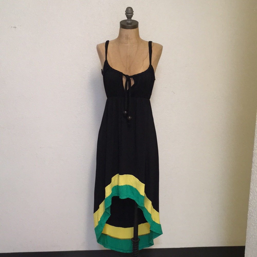 Sleeveless dress black,green,yellow swimsuit dress